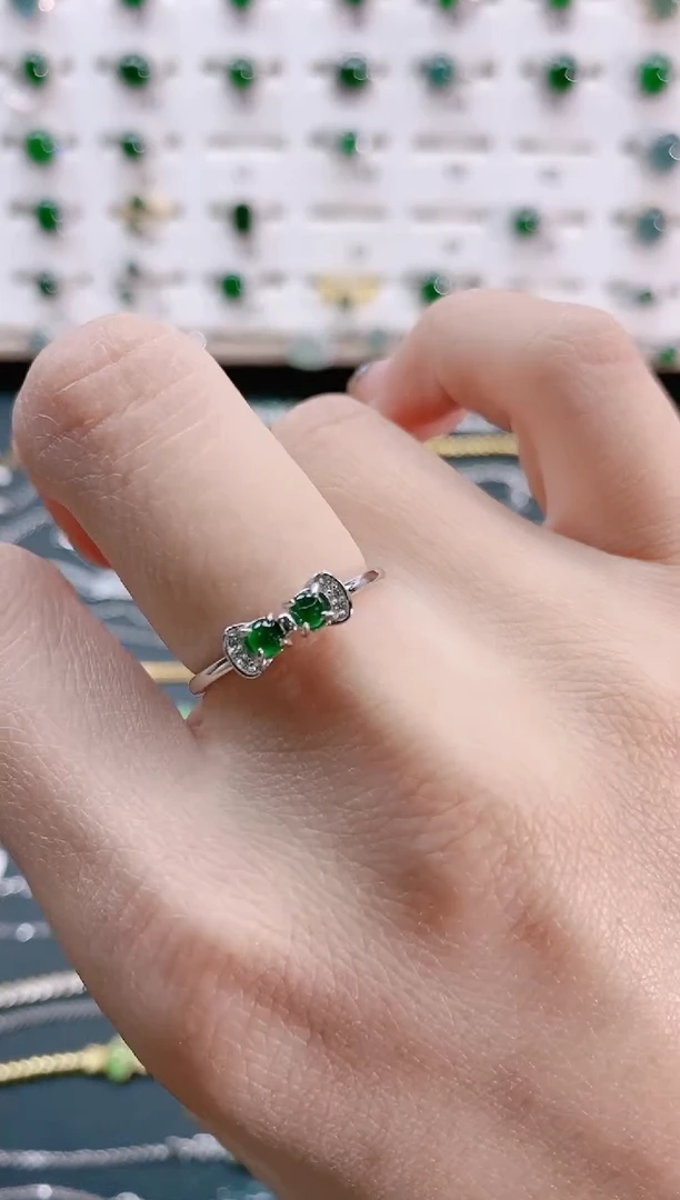 【闪购商品】翡翠戒指银S925镶嵌天然翡翠