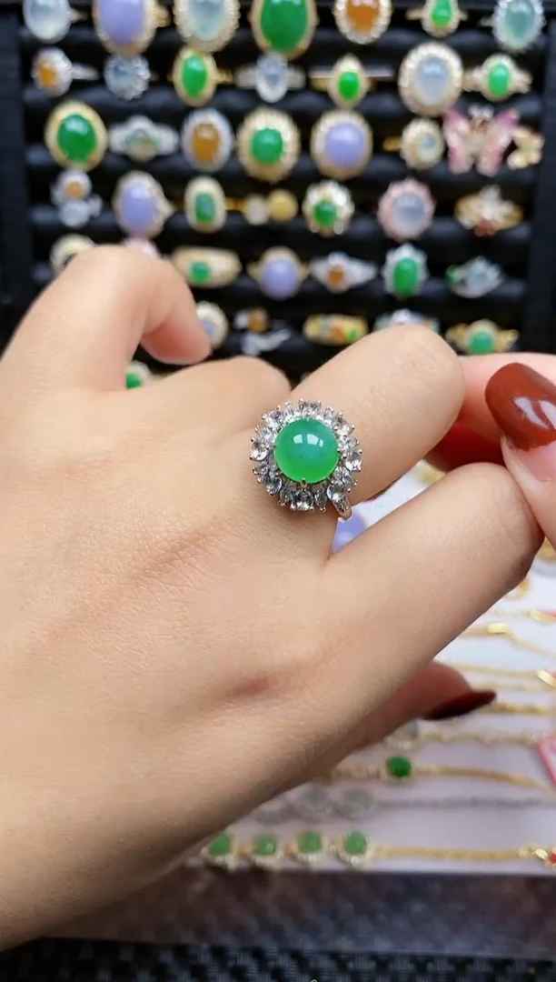 银S925镶嵌戒指翡翠382