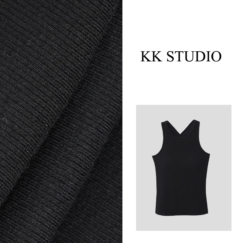 淇老板KK Studio25年早春夏新款后背交叉带胸垫简约百搭背心8772