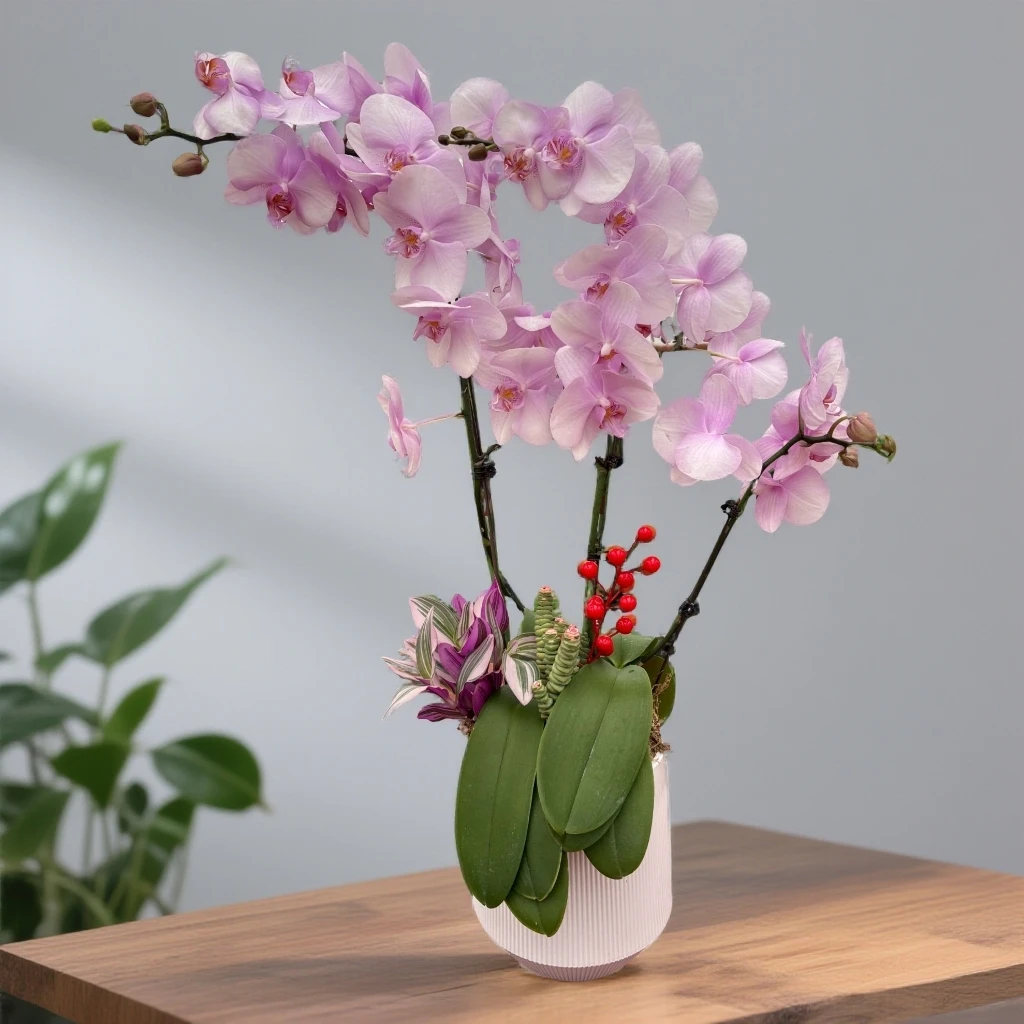 蝴蝶兰【2到3枝花】}粉色渐变白蝴蝶兰带花苞好养耐养适合室内装饰