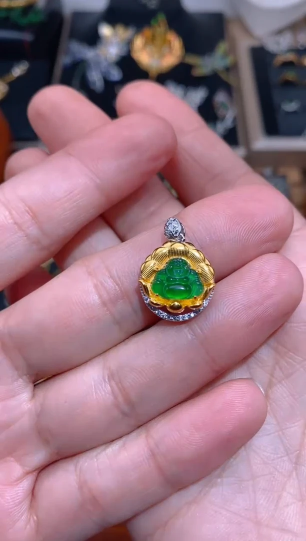 【闪购商品】翡翠吊坠(不含链)银S925镶嵌佛公