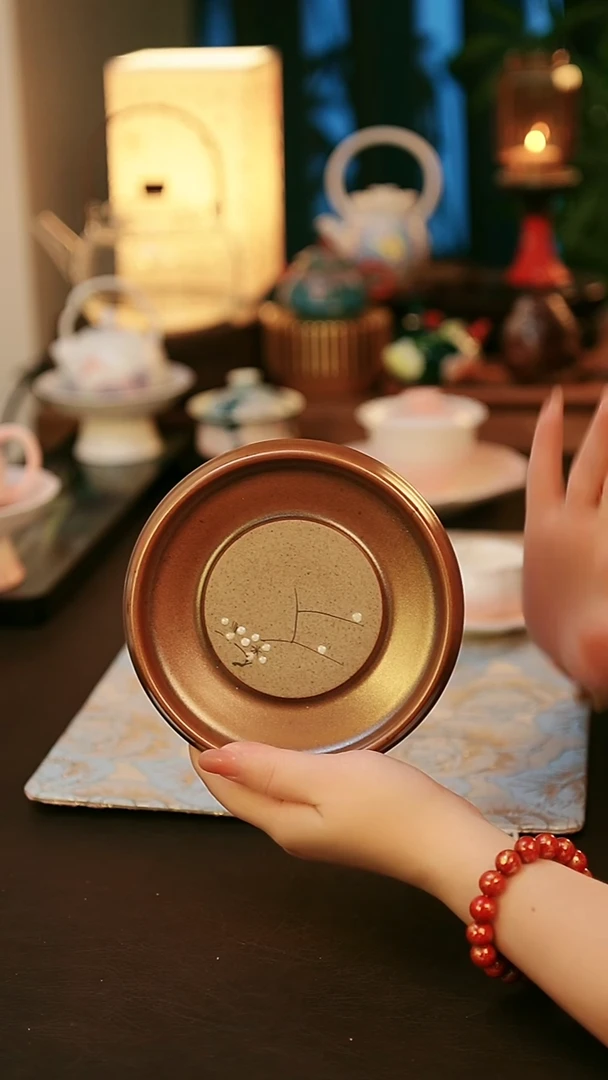 陶瓷茶具手绘兰花壶承
