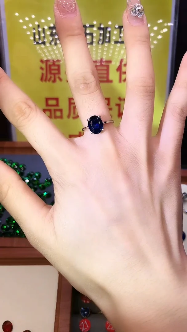 蓝宝石戒指银S925镶嵌........