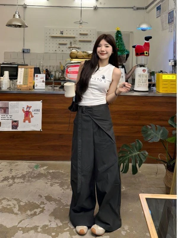复古薄款阔腿裤显瘦休闲裤女时尚叠穿百搭小众爆款潮流气质网红款