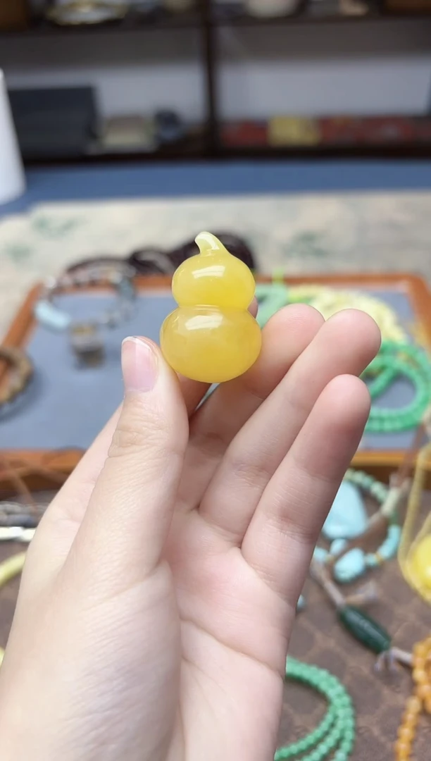 蜜蜡颈饰未镶嵌蜜蜡葫芦吊坠YN编绳