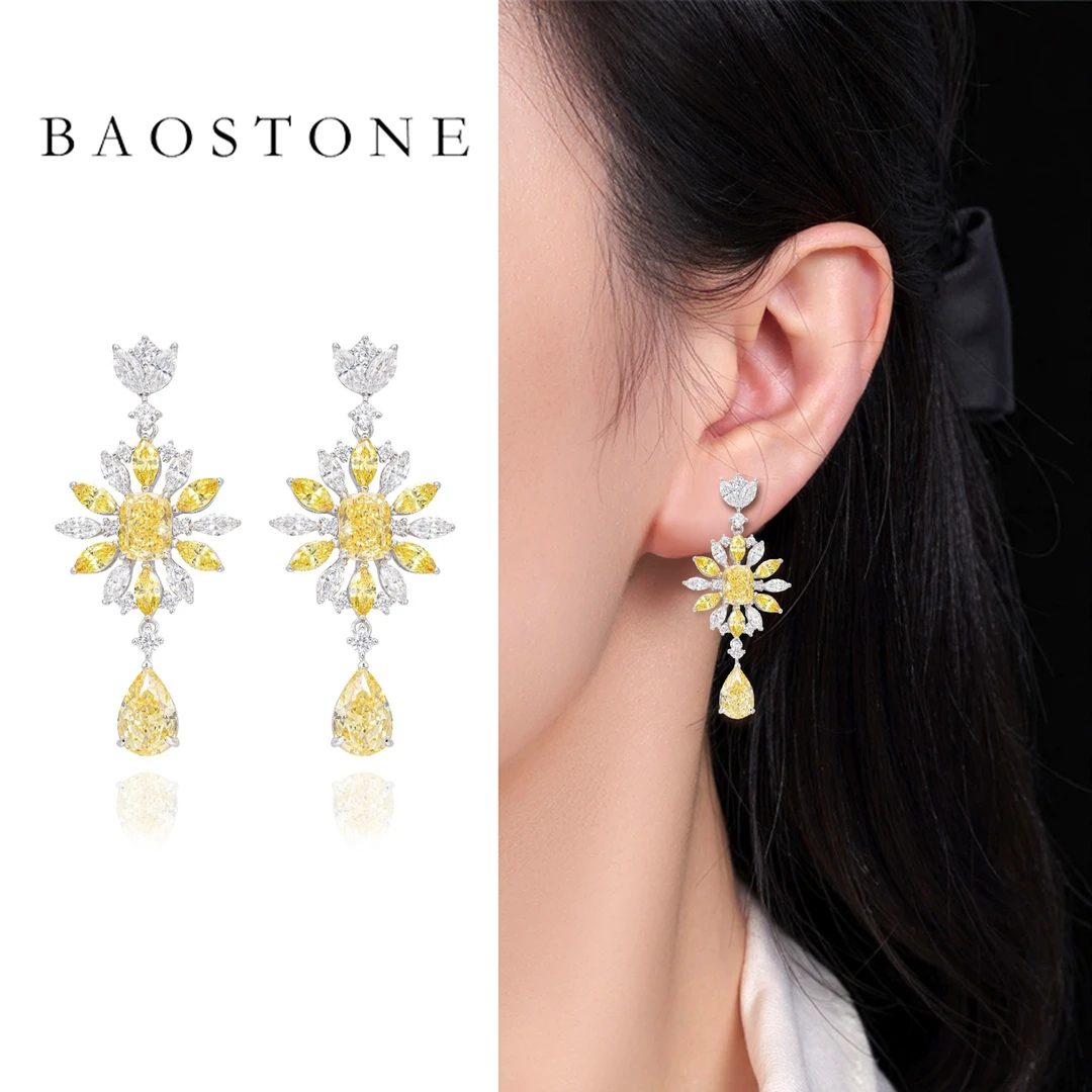 925银合成锆石耳饰 【璀璨金花耳钉】耳环2025年新款首饰女款E108