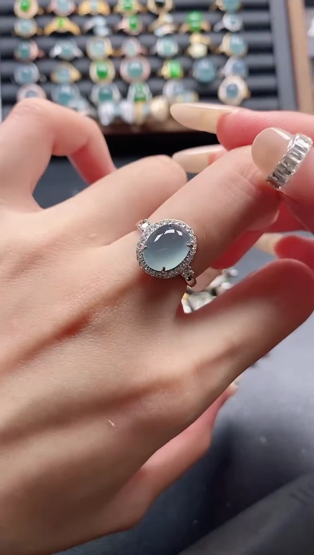 银S925镶嵌戒指翡翠51511