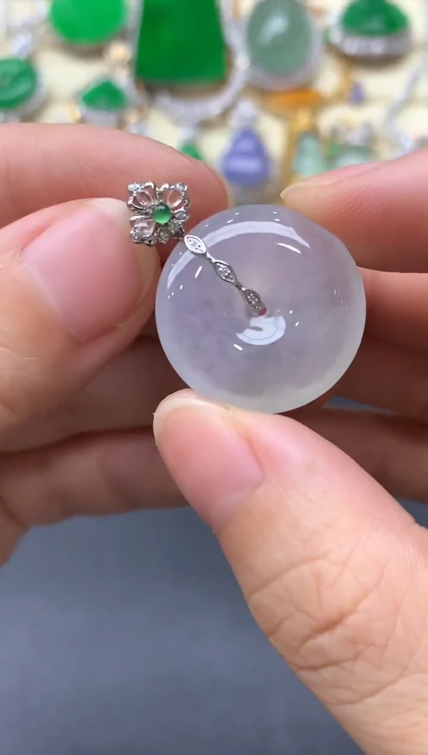 颈饰18K金镶嵌翡翠423-中国好珍宝