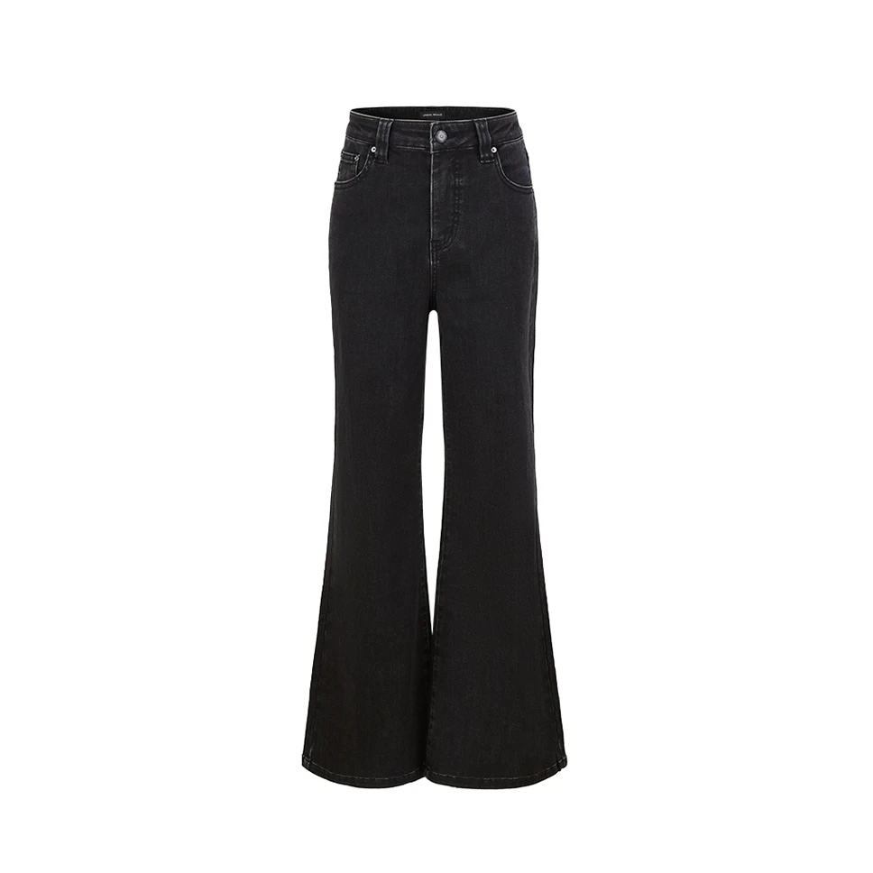 UR2025春季新款女装复古修身高腰喇叭薄绒牛仔长裤UWM850035