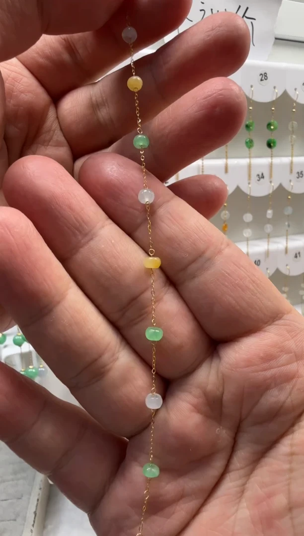 18K金镶嵌手链翡翠缅甸天然翡翠a货