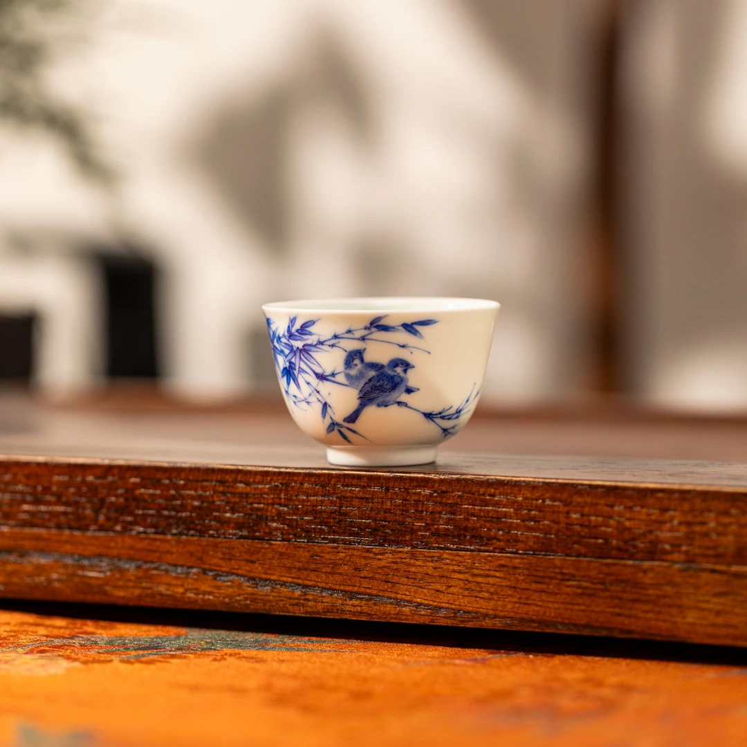 砚菲轩 青花鸟杯