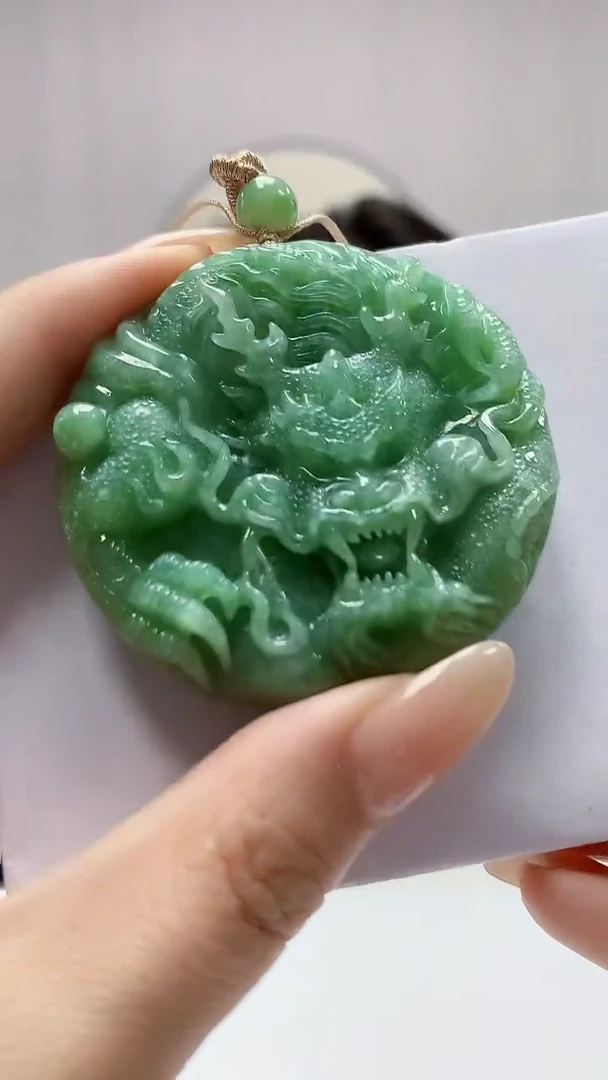 【闪购商品】定制翡翠未镶嵌5060DD-毛货挂件龙牌35