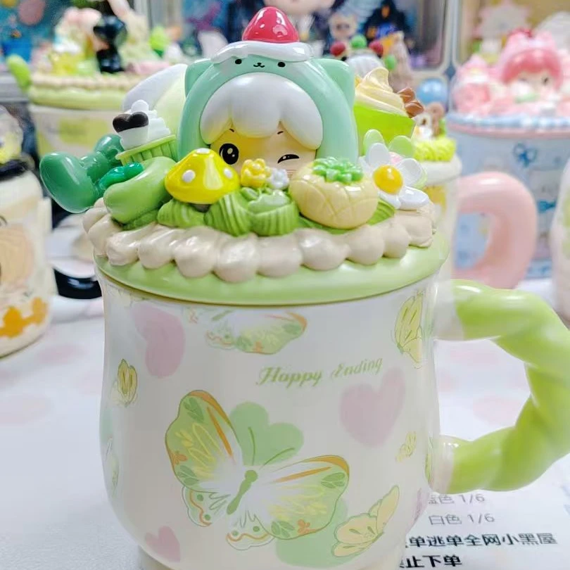 【现场拆袋】奶油胶DIY萌粒水杯马克杯带盖陶瓷水杯保温杯手工