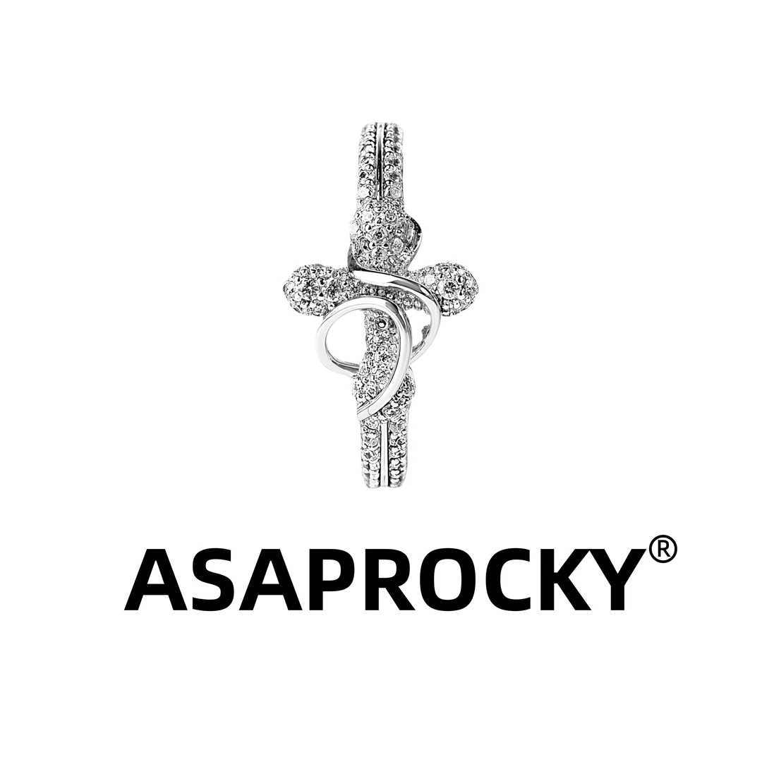 铜合金合成锆石戒指 AR 嘻哈十字缠绕锆石复古戒指小众设计食指戒