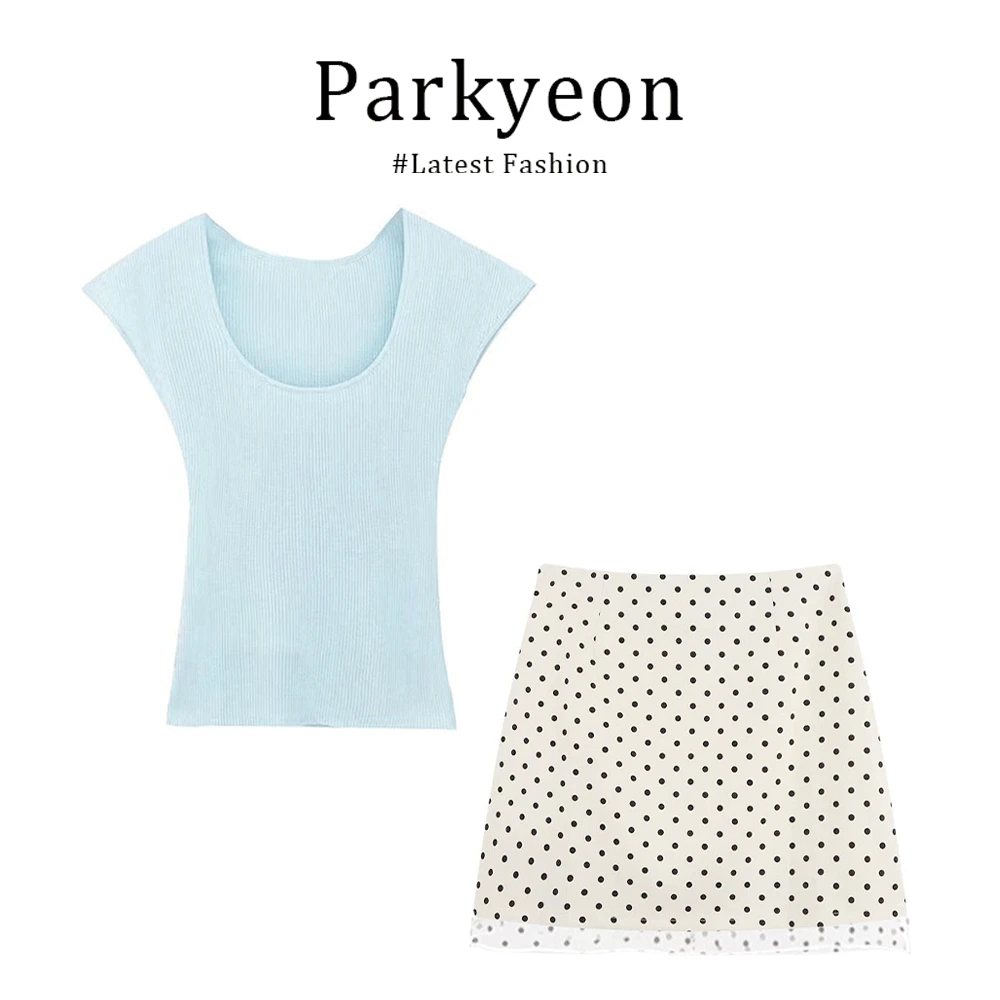 夏季多巴胺独特漂亮上衣小清新穿搭一整套女巨好看波点半身裙套装