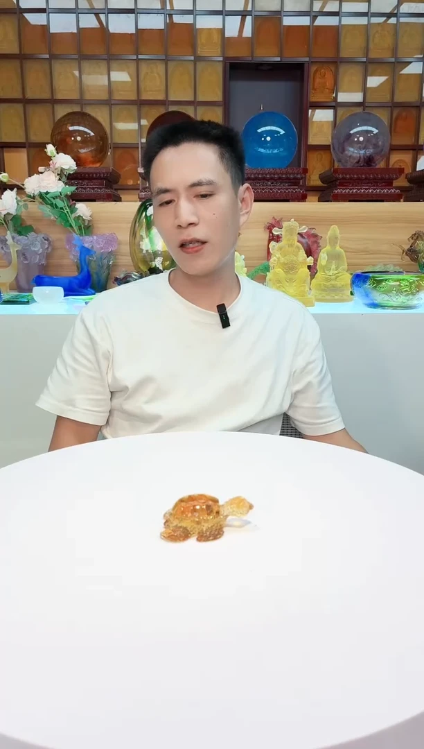 手工艺品琉璃琥珀小海龟茶宠摆件7公分