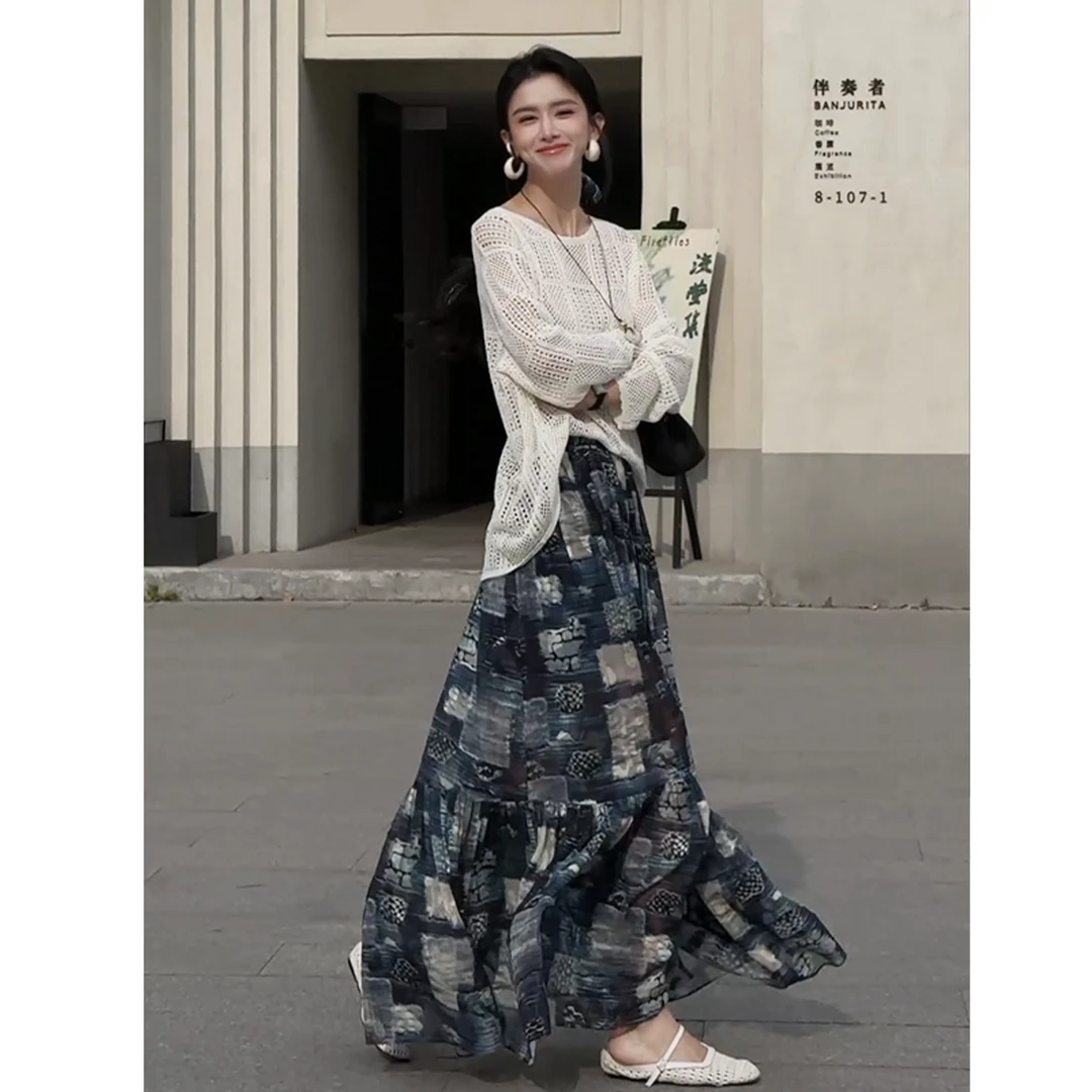 【BAMAY】碎花高腰时尚设计感印花气质显瘦半身裙BM252BQ30QM