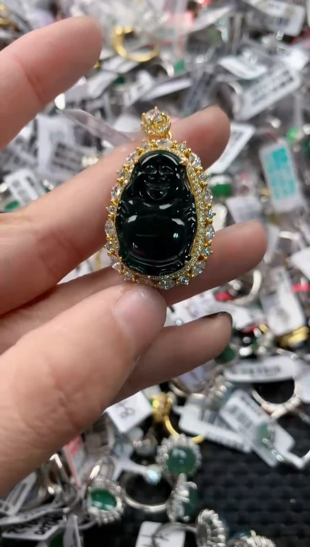 银S925镶嵌戒指翡翠666   9