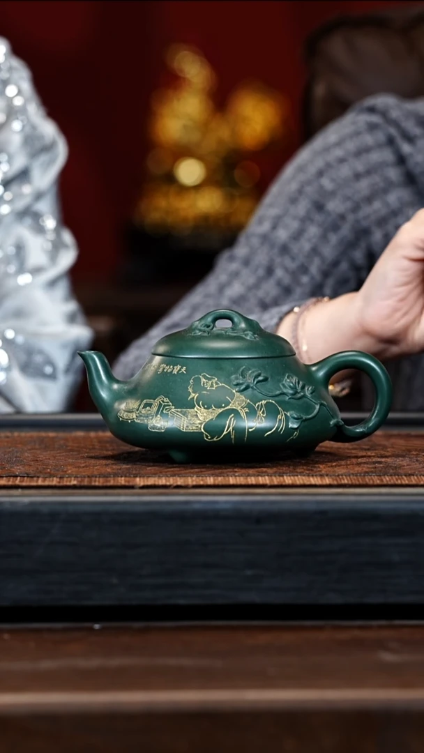 宜兴紫砂SSJ 绿泥 汉棠石瓢