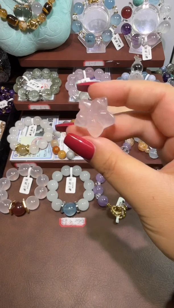 未镶嵌珠宝半成品水晶粉水花朵（乐园）