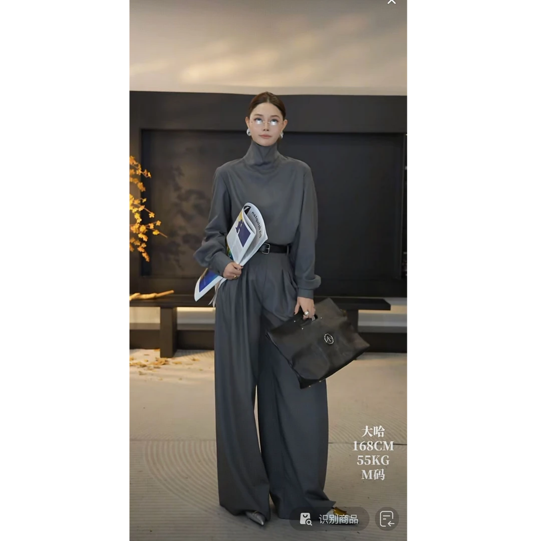 DENGDAHA「理想穿搭」轻奢风 老钱复古上衣休闲裤套装YHBZXP720033