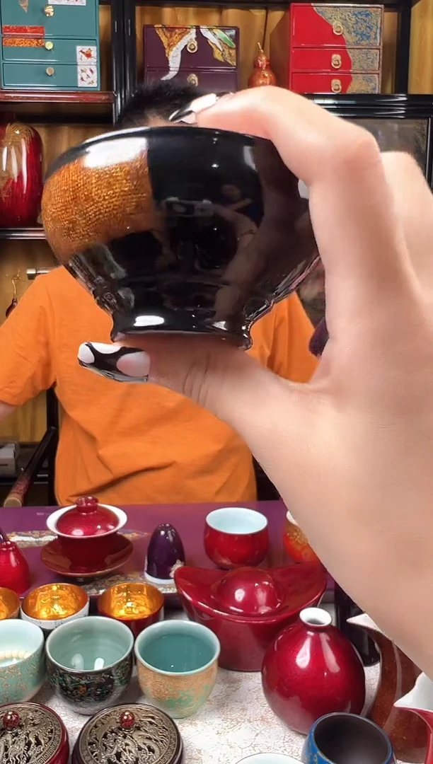 黑金裱麻漱口杯-太古大漆