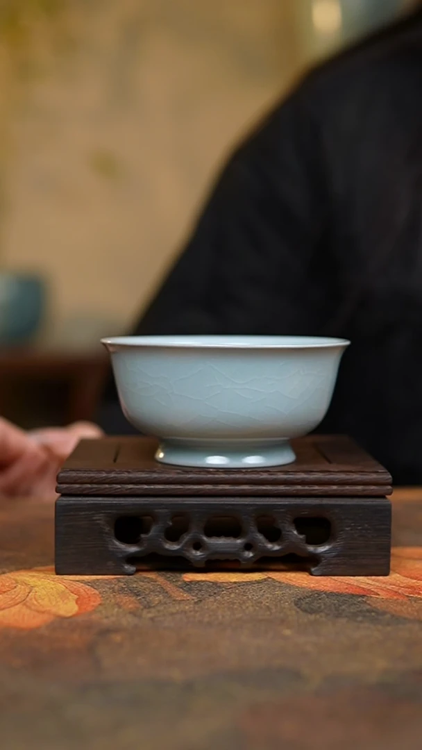 杯仿古月白故宫碗杯一级礼盒