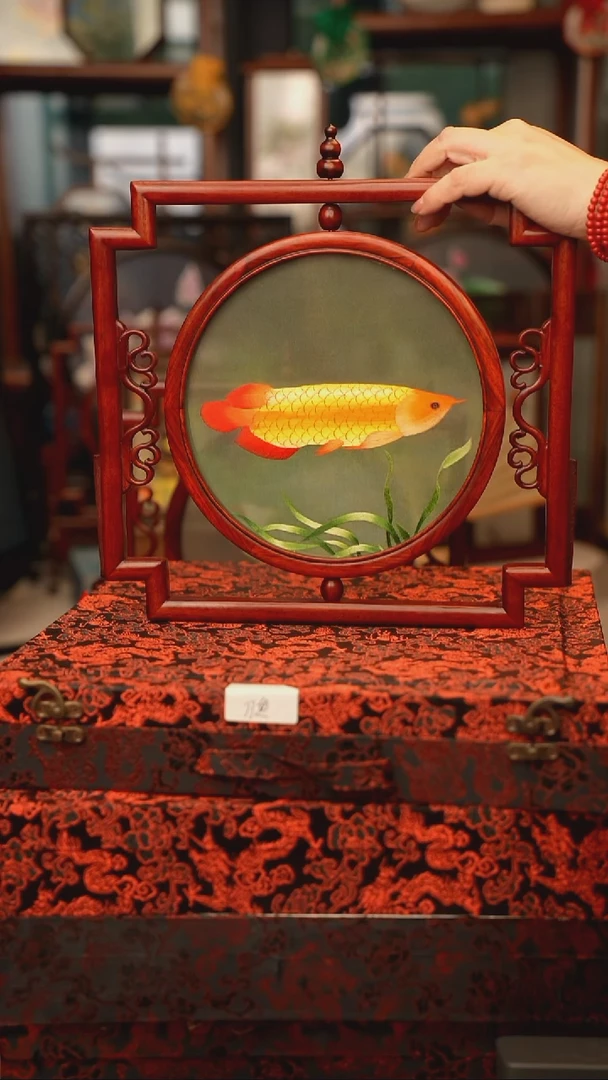 扇子红木五福架作品