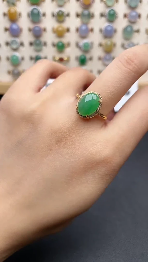 【闪购商品】翡翠戒指银S925镶嵌一物一证一礼盒