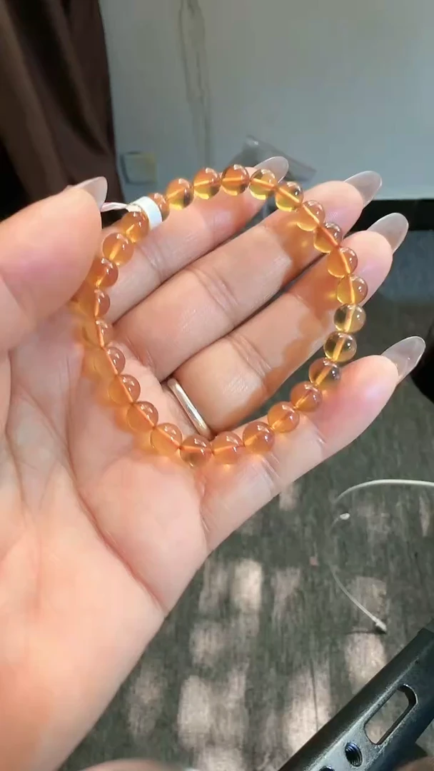 【闪购商品】琥珀手链未镶嵌规格6血紫红蜜手串#78