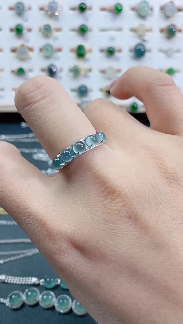 银S925镶嵌戒指翡翠天然翡翠