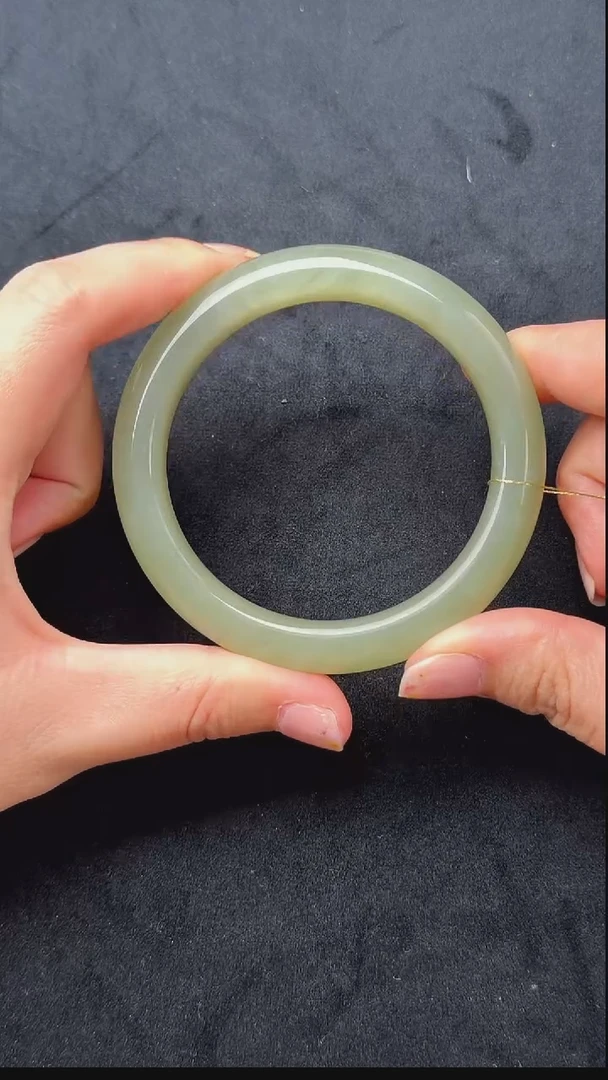 颈饰未镶嵌和田玉007-青白玉平安镯-60.1mm-NQP60-1209