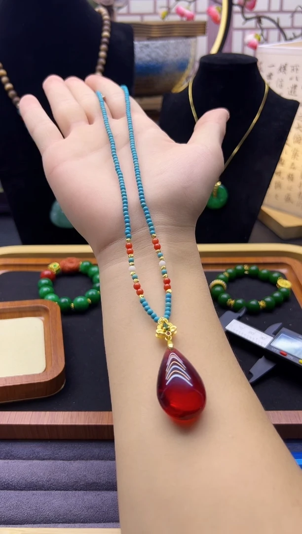 【闪购商品】血珀手链14K金镶嵌18.818.8