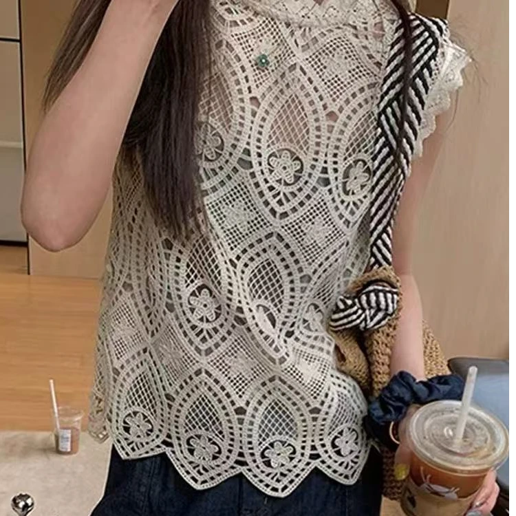 5205中古小香重工刺绣蕾丝上衣