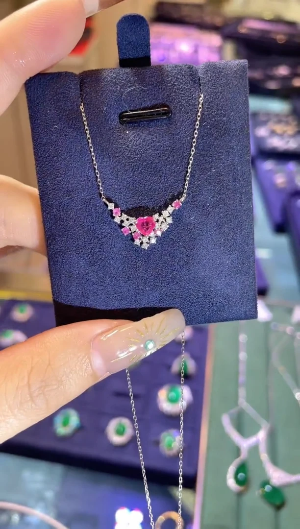 18K金镶嵌项链红宝石   JZ