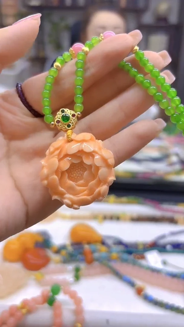 和田玉（碧玉）未镶嵌毛衣链DIY款M498