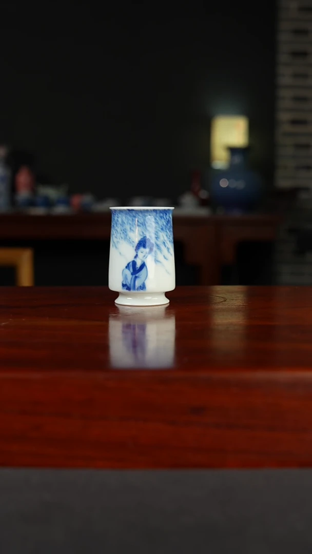 祖传窑真柴窑传承400年柳丝仕女单杯