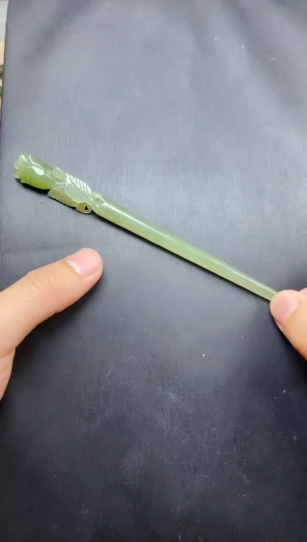 和田玉未镶嵌发饰玉兰花发簪06