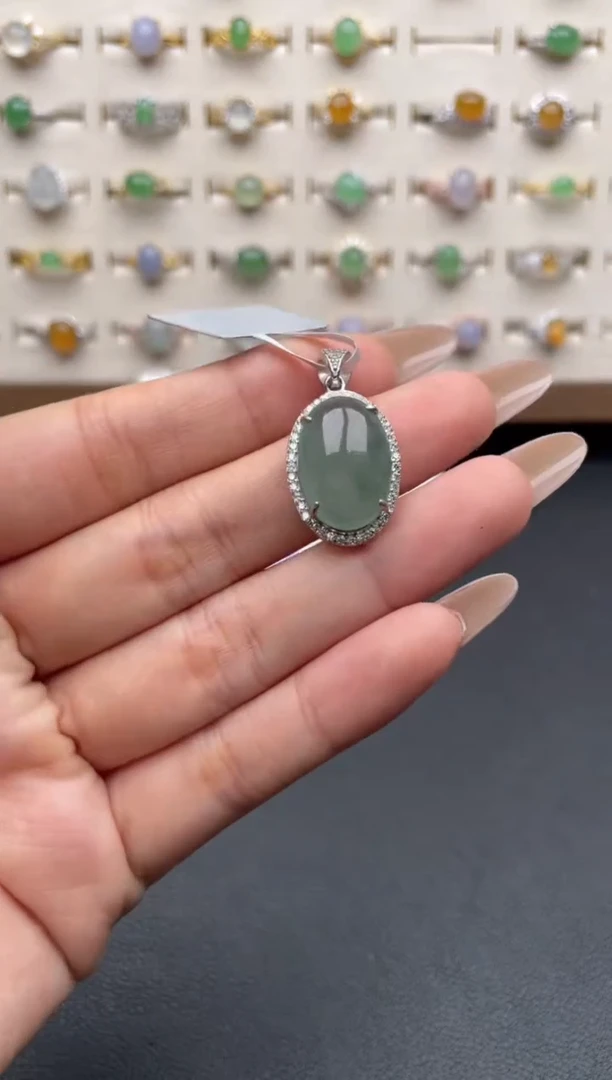 吊坠(不含链)银S925镶嵌翡翠一物一证一礼盒