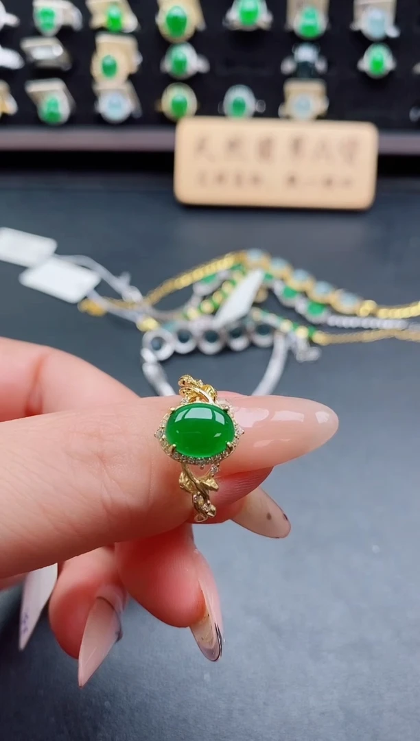 银S925镶嵌戒指翡翠1