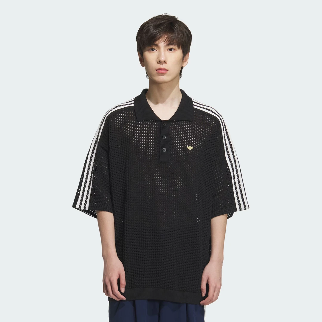 ADIDAS阿迪达斯三叶草休闲运动宽松短袖POLO衫KE5815