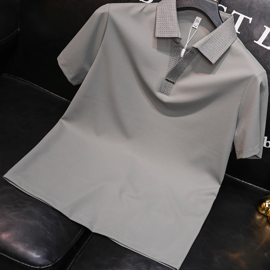 巴韦那奇商务休闲青年POLO衫男夏季新款纯色简约百搭透气翻领短袖