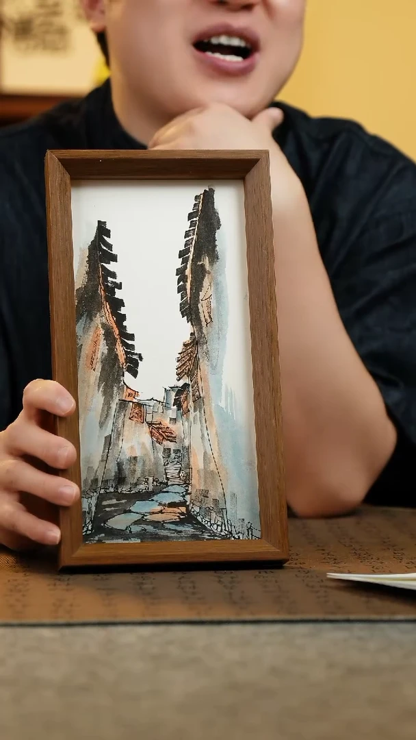 国画15*27.5纯手绘国风国画摆台}