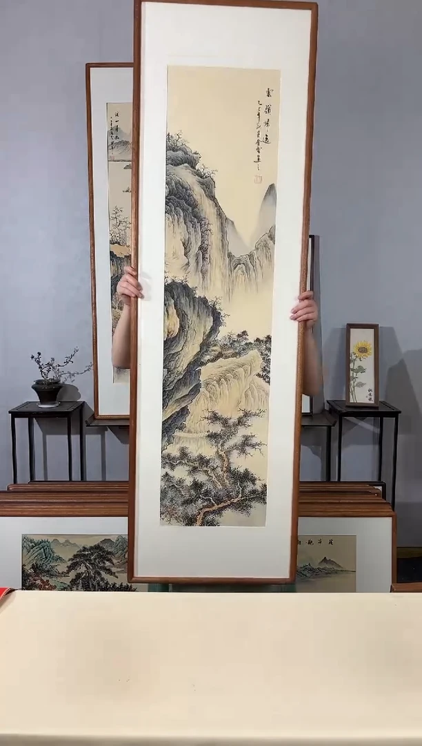 国画手绘*云岭归逸*52*172cm带框发货