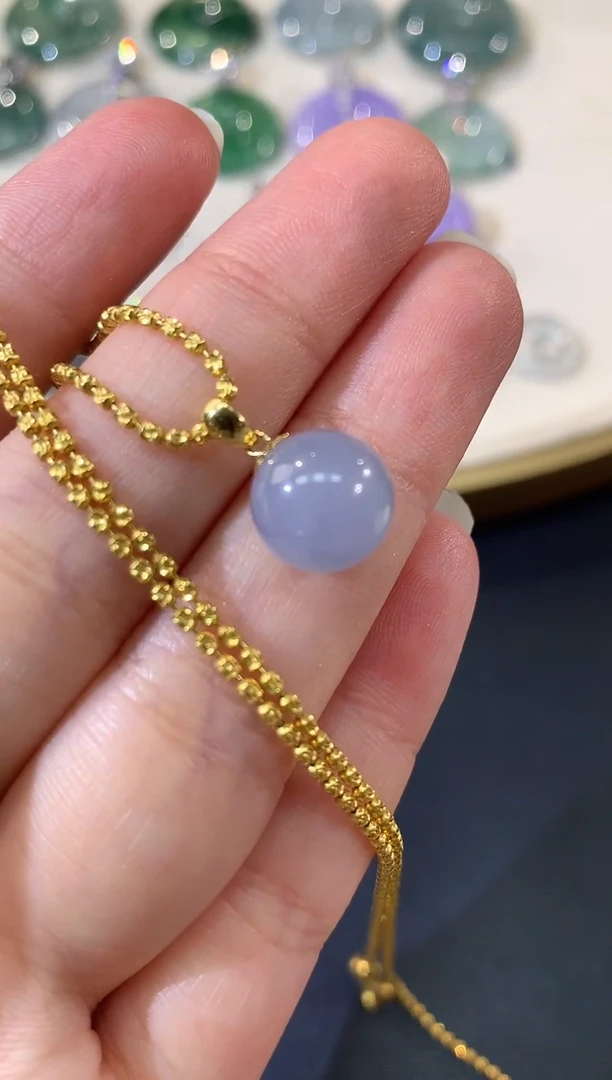 翡翠18K金镶嵌吊坠(不含链)A10|680