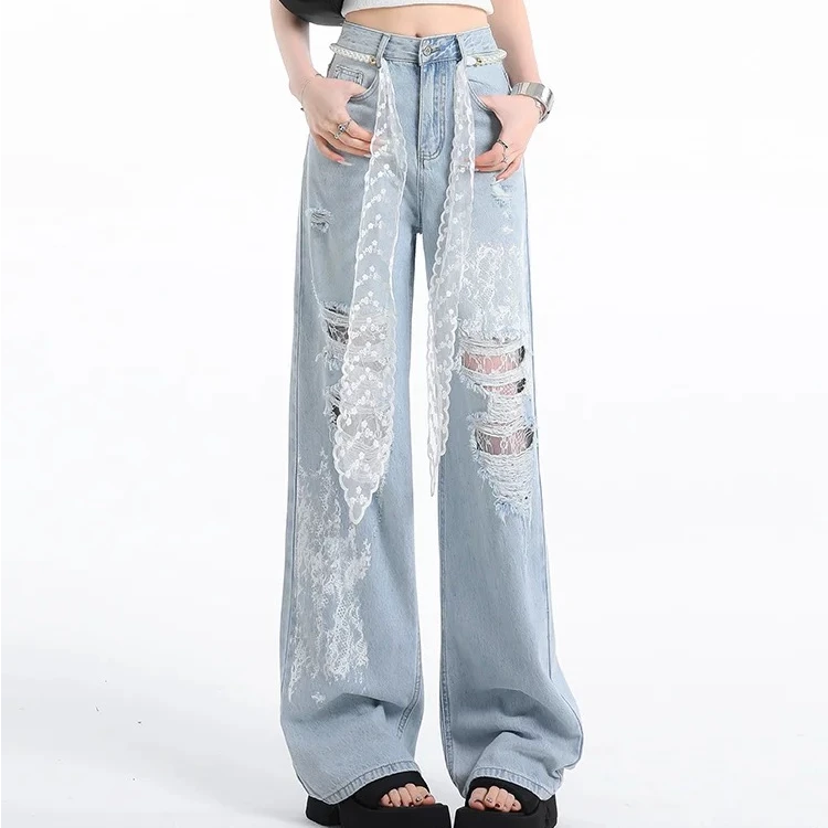 多功能法式甜美蕾丝腰带女百搭韩系温柔高级白色珍珠文艺长条领巾