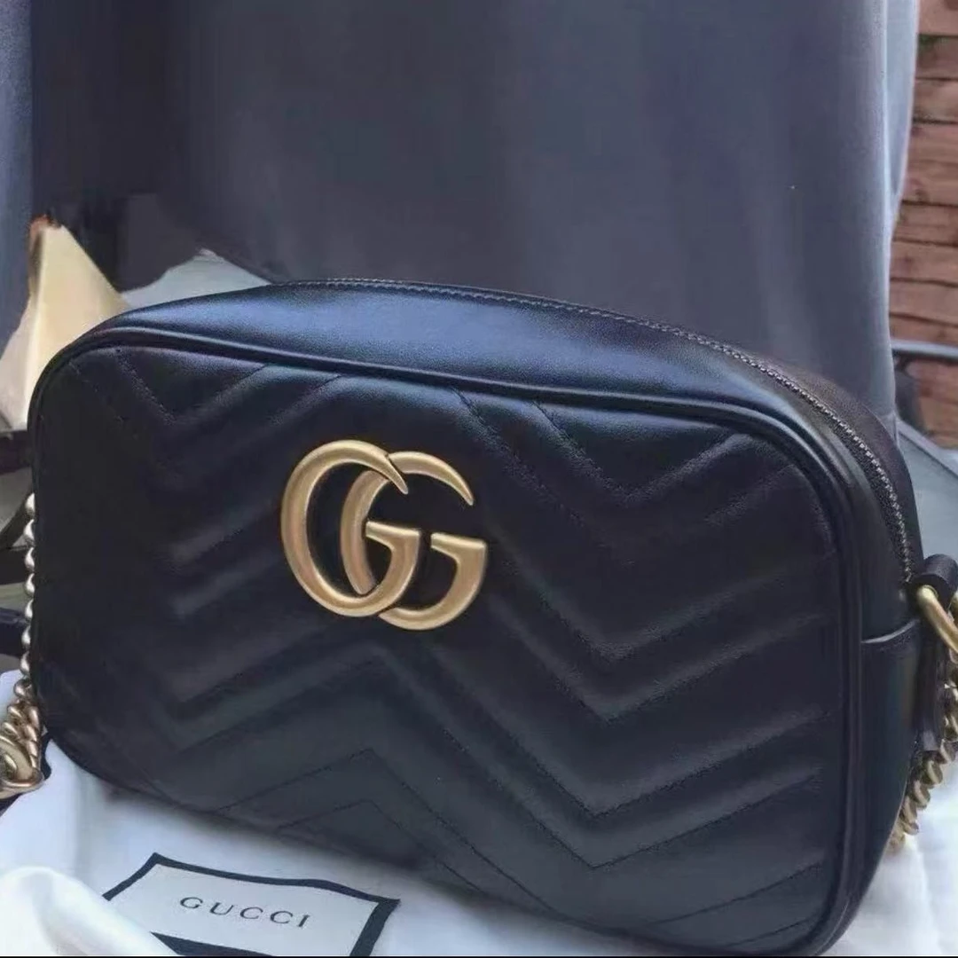 99新 GUCCI/古驰 GUCCI/古驰  黑金相机包小号