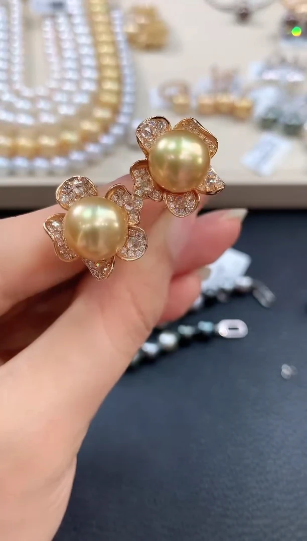 【闪购商品】海水珍珠耳饰18K金镶嵌m114    