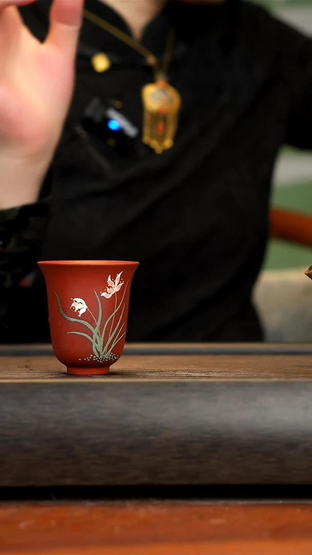 【闪购商品】紫砂茶壶朱泥兰花杯