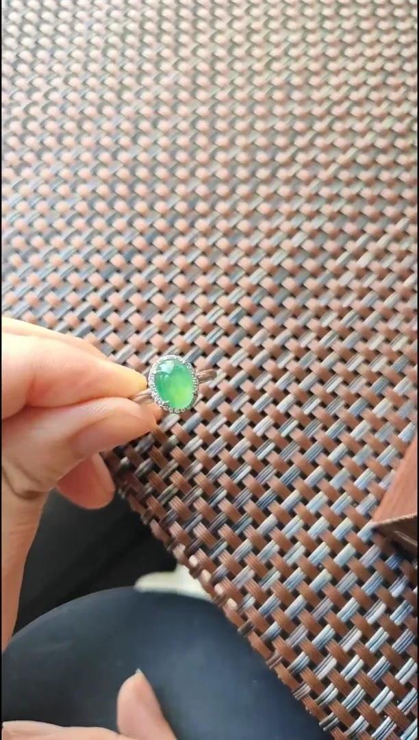 【闪购商品】翡翠戒指银S925镶嵌翡翠戒指S925银镶嵌